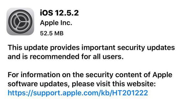 德兴苹果手机维修分享iOS12.5.2发布，建议所有老苹果用户安装 